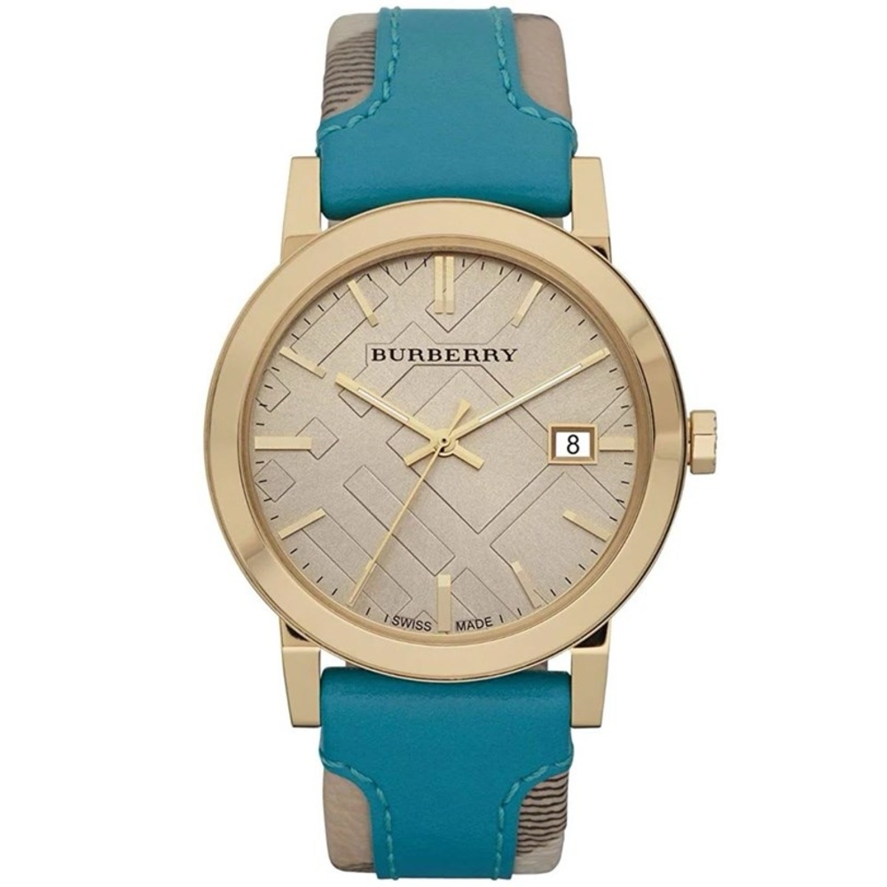Burberry Gold and Blue Strap Watch